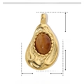 Detailed parameter view of gold vintage stainless steel pendant with brown natural stone - YE106-Oval Gold Base Brown Stone
