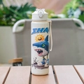 Gourde blanc crème avec motif requin et sangle pour les activités sportives dehors - 700ml / Blanc-Requin