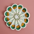 Handgemaakte gehaakte bloem onderzetter van meerkleurig chenille garen voor huisdecoratie - Nr. 1 Verloop