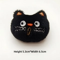Detailed plush black cat brooch with embroidery, dimensions 5.3cm height by 6.5cm width - Original with Back Opening / Black