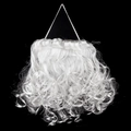 White curly Santa Claus fake beard with elastic strap for Christmas cosplay outfit - Synthetic Fiber Beard Medium (approx 50g)