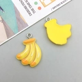 Cute yellow resin banana charm pendant for DIY jewelry making with metal hook loop - Yellow Resin Banana / 17*23mm