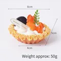 Modelo de tarta de huevo con frutas artificial realista con crema y galleta 8cm - Tartaleta de Frutas PVC - Nuez y Galleta