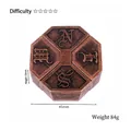 Casse-tête octogonal en métal bronze rouge de 45mm de diamètre style huzzle - Boîte Bagua