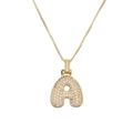 Sparkling gold necklace featuring a zircon micro-paved capital letter A pendant for women - Letter A