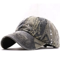 Gorra de béisbol de camuflaje desgastada con detalles de pintura y visera curva - Estilo Camuflaje Vintage Desgastado con Salpicaduras (02)