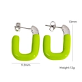 U-shaped stainless steel earrings with neon green enamel finish for a modern look - Fluorescent Green (YTE2410501S-2)
