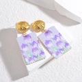 18K vergoldete Edelstahl-Ohrringe mit lila Tulpen-Anhängern auf Gipsblöcken - Lila Tulpe (E957-zi)