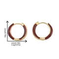 French retro gold-plated hoop earrings with wine red enamel finish, 2cm diameter - Minimal Round Enamel Hoops ER-446D02