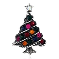 Vintage silver Christmas tree brooch with colorful rhinestones and star top - BR1344 Multicolor Antique Silver Tree