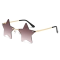 Star-shaped rimless sunglasses with purple gradient lenses and gold metal temples - Gold Frame Tea Pink Gradient Lens
