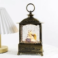 Vintage bronze Christmas lantern music box with Holy Family scene and sparkling glitter - Nativity Scene