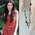 Bohemian silver metal chain necklace with colorful beads, shells and retro tassels - Waist Chain-Silver-Multicolor