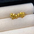 Golden horse shaped stud earrings with frosted glitter texture on a beige velvet cushion - 32# Silver Pin - Pony Fashion Studs (Real Gold Plated)