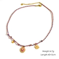 Collana in tessuto colorato fatta a mano con ciondoli dorati e dettagli in acciaio inossidabile - Corda Rosa Blu Marrone Ciondolo Quadrifoglio Stella (YTN2411214)