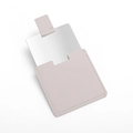 Portable square makeup mirror with a light beige litchi grain faux leather cover case - Light Gray