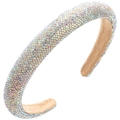 Vue détaillée du serre-tête rembourré avec strass colorés AB et doublure en velours beige - Couleur AB