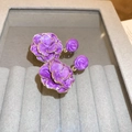 Orecchini a Fiore in Smalto Viola (Perno S925)