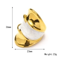 Unregelmäßiger klobiger 18k vergoldeter Edelstahlring mit weißer Marmor-Emaille - US 6 / Gold Weiß Emaille