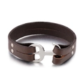 Pulsera náutica de cuero trenzado marrón oscuro con un cierre de ancla en acero inoxidable - Cuero Marrón Color Acero (KB156756)