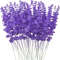 Artificial purple eucalyptus leaf stems for home and wedding flower decoration - Light Purple