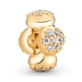 Gold family tree charm bead with sparkling clear zircons for DIY jewelry making - 011-Pave Sphere