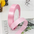 Pink satin ribbon roll for gift wrapping on decorative magazine with ornaments - Medium Pink