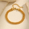 Bracciale a tre strati di perline dorate in acciaio inossidabile con chiusura a moschettone - Catena di Perline a Tre Strati (BR-2402G)