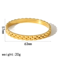 Detailed view of U-shaped gold titanium steel bangle with 57mm x 63mm dimensions - Wave Edge Gear Texture Bangle (TB7099) / Bright Gold (TB7099)