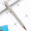 Luxury retractable ballpoint pen covered in AB crystals with elegant rose gold metal accents - Dazzling Silver (Rose Gold Parts)