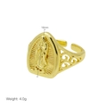 Detailed dimensions of religious Virgin Mary heart ring showing 16mm height and 4.0g weight - Adjustable Open / Classic Oval Virgin Mary Relief (DR250711-G)