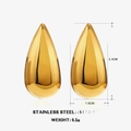 Pendientes de gota en acero inoxidable chapado en oro de 18K con acabado dorado pulido - Oro Grande