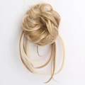 Golden brown curly messy bun hairpiece with synthetic fiber hair extensions for women - Golden Blonde Mix