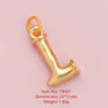 DIY gold alloy pendant featuring a matte letter L design with a top ring attachment - Gold L/J Letter Pendant