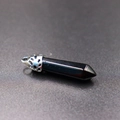 Zeshoekige zwarte obsidiaan kristallen hanger met zilveren metalen kapje - Obsidiaan