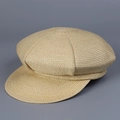 Chic beige straw newsboy cap with classic eight-panel crown and structured brim - M (56-58cm) / Beige