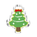 Detail of Christmas tree shaped stainless steel cookie cutter with festive bow and snowflakes - Christmas Tree 7317