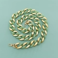 Light green acrylic resin bag strap with gold metal links and lobster clasps - Luminous Green & Gold