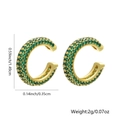 Polsino per orecchio a U placcato oro con zirconi verdi, specifiche di peso e misura - Stile 3 (Zircone Verde)