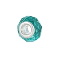 Teal multifaceted resin bead with silver metal core for DIY European charm bracelets - Style 13 (Cyan)