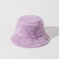 Chic purple faux fur bucket hat with soft plush texture for stylish winter warmth - Purple