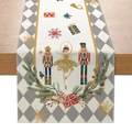 Christmas Nutcracker and Ballerina table runner with festive holiday patterns on wood surface - 33cmx180cm / Nutcracker Ballet