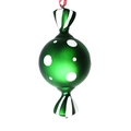 Christmas 40cm green candy hanging ornament with white polka dots and a red ribbon - Style E Green White Round Candy Single