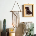Arazzo in macramé avorio fatto a mano con trama geometrica e nappe per decoro boho - Modello G 20*30CM