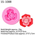 Pink silicone rose flower mold for soap and cake decor, size 6.5x6.5x2cm, with finished sample - 5# Style (15-1088) / Pink