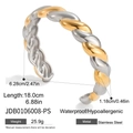 Bracciale rigido a treccia regolabile in acciaio inossidabile bicolore oro e argento - Stile Aperto a Corda Intrecciata Bicolore Oro e Argento (JDB0106008-PS)