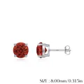 Funkelnde 8mm rote Zirkonia Ohrstecker aus S925 Sterlingsilber mit Krappenfassung - 8mm Spezifikation (S925 Sterling Silber)