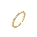 18K vergoldeter hexagonaler Ring mit fünf funkelnden mikroverzierten Zirkonia - Einstellbar Offen / Gold - Sechseck