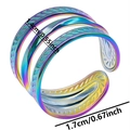 Detail view of rainbow geometric ring with measurements of 1.4cm width and 1.7cm diameter - Colorful