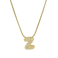 18k gold plated brass Z letter pendant with cubic zirconia on snake chain necklace - Necklace Z / Gold